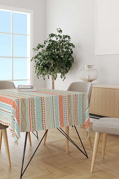 Cango Home Nordic Ethnic Orange Blue Desktop Cgh488-Ms