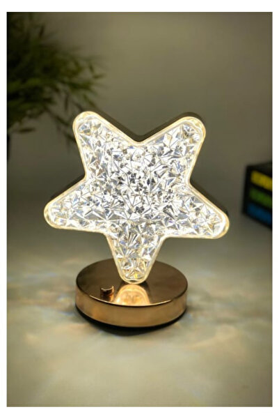 Store Dekoratif Yıldız Masa Lambası Crystal Star USB Şarjlı 3 Modlu Ambiyans Led Gece Lambası