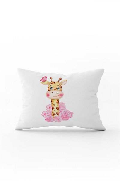 Cango Home Double Sided 35x50 Pink White Giraffe Floral Children's Throw Pillow Pillow Case - Cgh053-3550