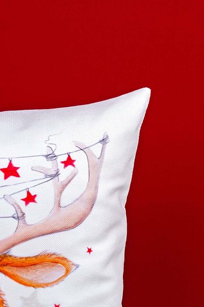 Cango Home Double Sided 35x50 Red Deer Christmas Themed Digital Printed Throw Pillow Cover -cgh1374-3550