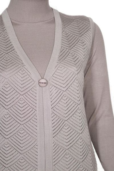 Hermevsim Hesna Women's Brooched Openwork Knitwear Vest - Stone Beige