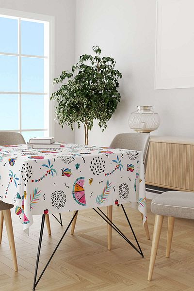 Cango Home Masă cu pepene verde tropical alb Cgh056-ms