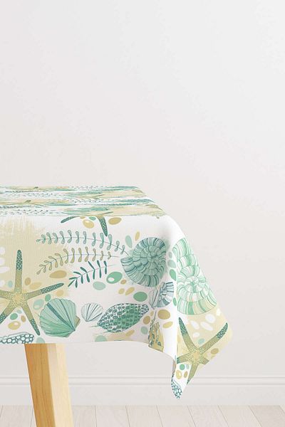Cango Home Green Yellow Starfish Tropical Tablecloth Cgh051-ms