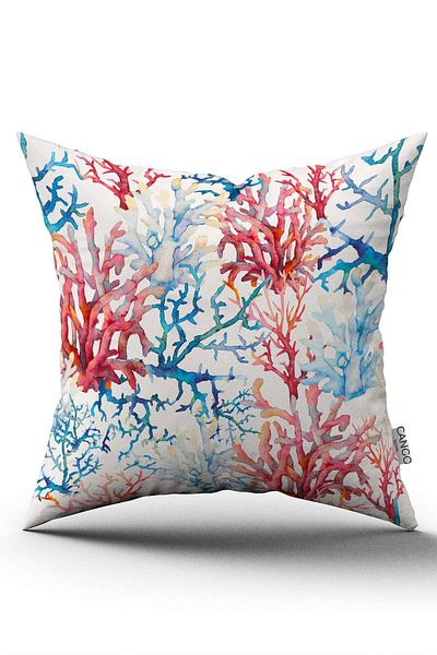 Cango Home Red Blue Marine Patterned Digital Printed Double Sided Throw Pillow Cover - Cgh1153