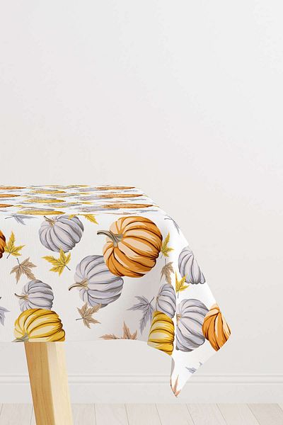 Cango Home Orange Halloween Pumpkin Patterned Digital Printed Tablecloth Cgh765-ms