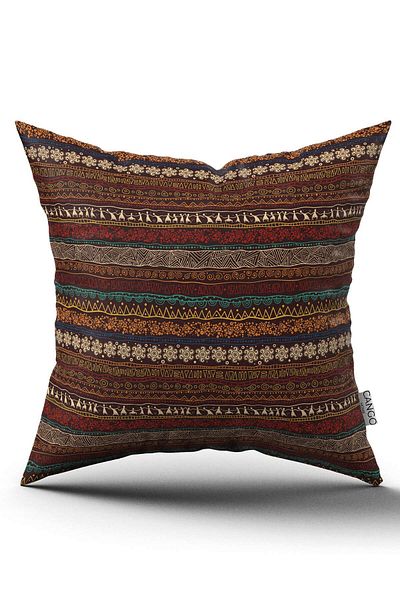 Cango Home Кафява калъфка за възглавница с дигитален печат с етнически африкански мотив - cgh1261