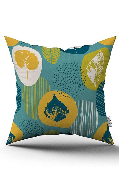 Cango Home Double Sided Green Yellow Decorative Leaf Pattern Digital Printed Throw Pillow Cover Cgh1199
