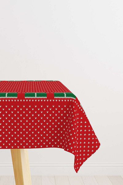 Cango Home Red Christmas Themed Tablecloth Cgh225-ms