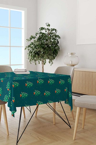 Cango Home Green Christmas Themed Tablecloth Cgh205-ms