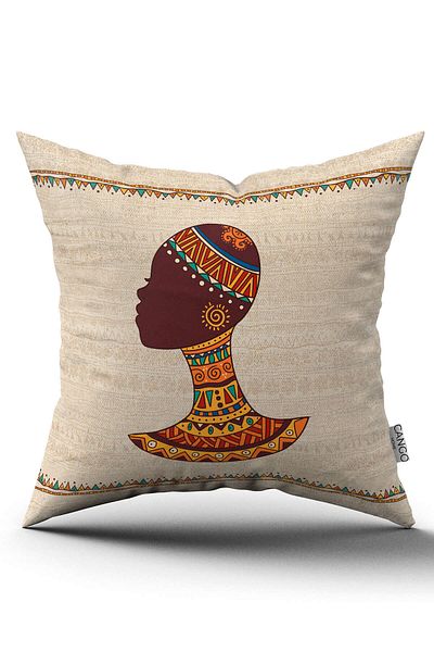 Cango Home Față de pernă cu două fețe, cremă, etnică, africană, imprimată digitală, pentru femei -cgh1260-ct