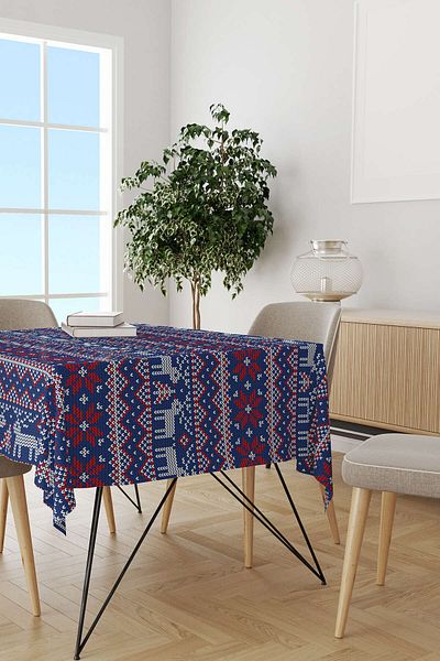 Cango Home Red Blue Christmas Themed Digital Printed Tablecloth Cgh839-ms