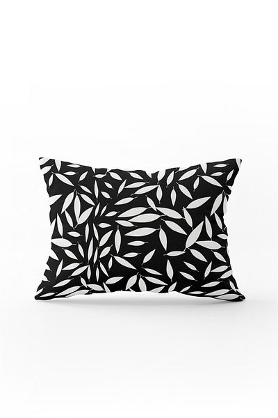Cango Home Față de pernă cu frunze alb-negru, 35x50, cu două fețe - Cgh072-3550