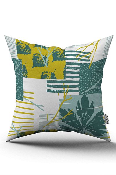 Cango Home Double Sided Green Yellow Decorative Leaf Patterned Digital Printed Throw Pillow Cover Cgh1198