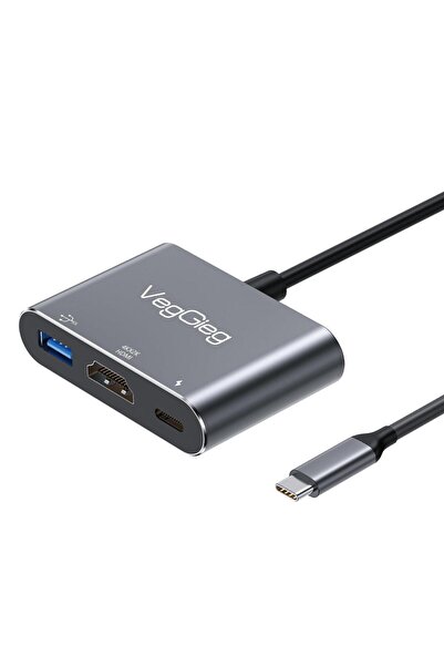 Veggieg Type-c To 4k Hdmı Type-c Pd100w Usb-a 3.0 Hub Dönüştürücü Adaptör