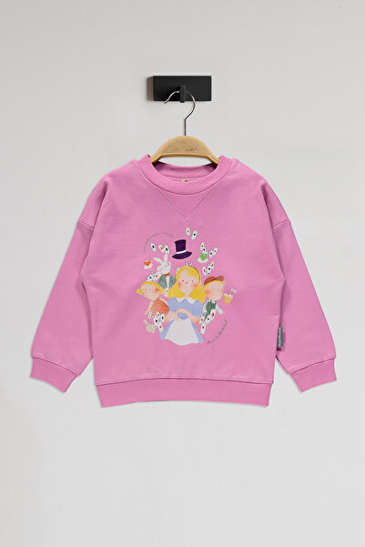 Maya And Luca Alice Patterned Pink Girl's Tracksuit Set - Two Yarn