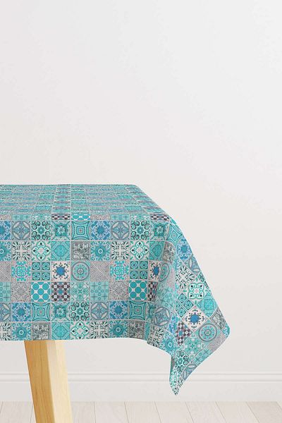 Cango Home Blue Gray Ramadan Themed Decorative Patterned Digital Printed Tablecloth Cgh1331-ms