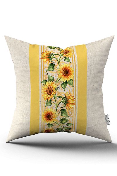 Cango Home Yellow Green Double Sided Sunflower Pattern Digital Printed Throw Pillow Cgh1111