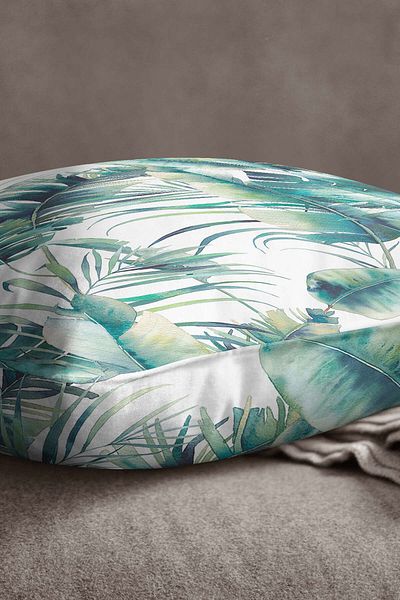 Cango Home Husă de pernă cu model de frunze tropicale verzi - Cgh002
