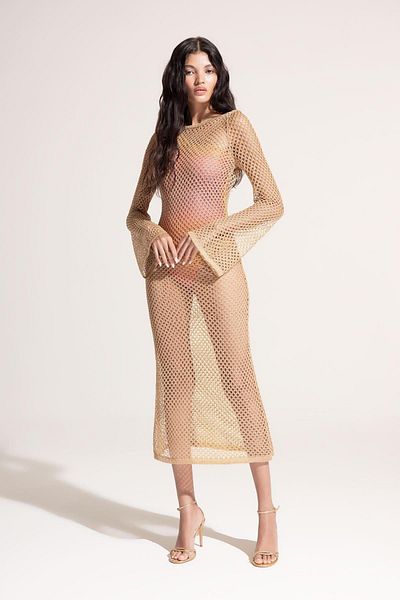 DeFacto Maxi-Strandkleid mit langen Ärmeln und normaler Passform zum Verlieben – C5147ax24sm