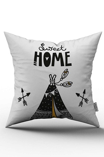 Cango Home White Black Sweet Home Written Throw Pillow Pillow Case - Cgh093