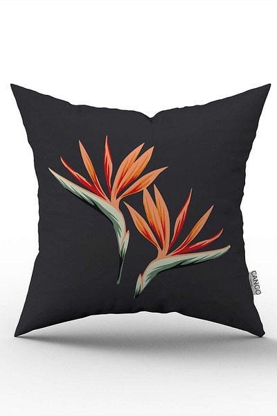 Cango Home Husă de pernă cu două fețe, gri cu model de flori, imprimată digitală CGH1385-CT
