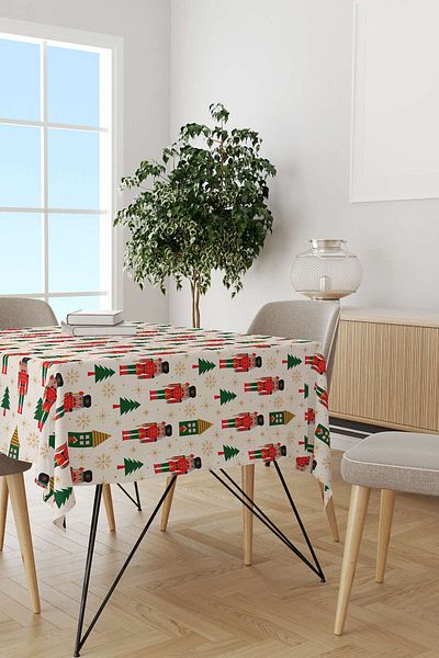 Cango Home Red Green Christmas Themed Digital Printed Tablecloth Cgh795-ms