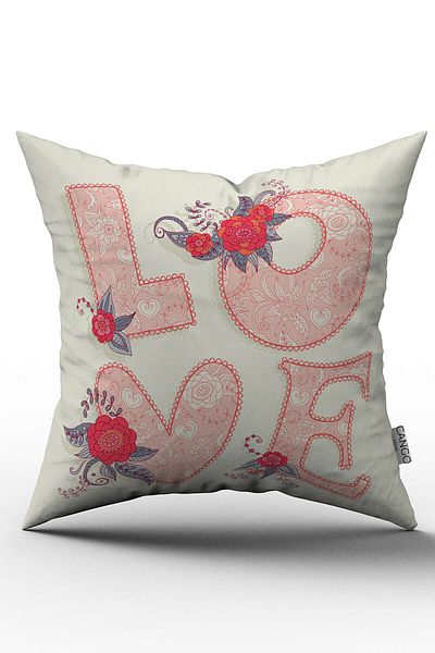 Cango Home Husă de pernă cu două fețe, roz Love Written Throw - Cgh097-ct