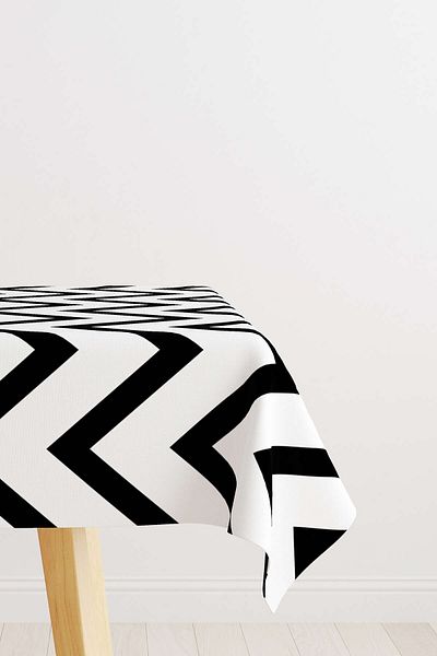Cango Home Alb Negru Dekoraif Zigzag Printed Digital Printed Table Shirt Otyk561-ms