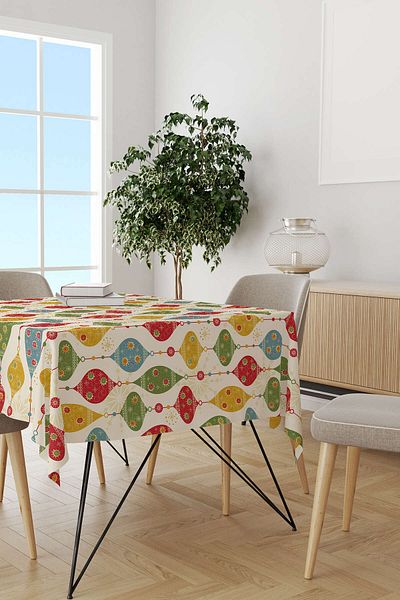 Cango Home Red Green Christmas Themed Digital Printed Tablecloth Cgh846-ms