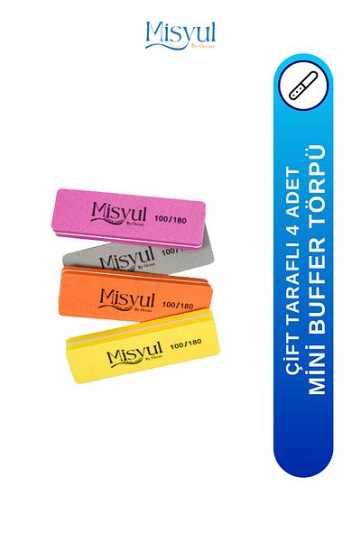 Misyul Double Sided Mini Nail File - Buffer, Top File 4 Pieces