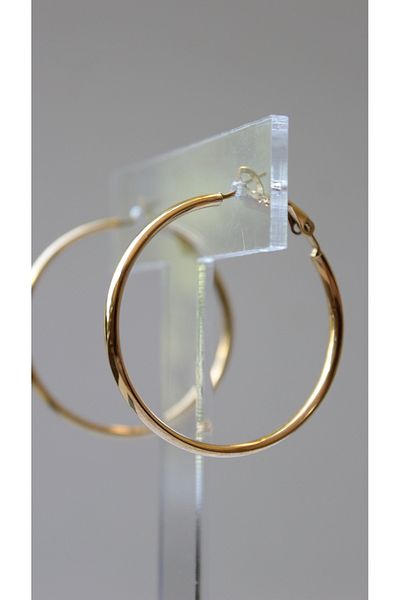 nevamor Steel Gold Large Hoop Earrings