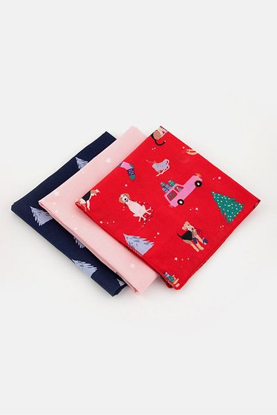 Tchibo Fabric Wrapping Paper, Red And Navy