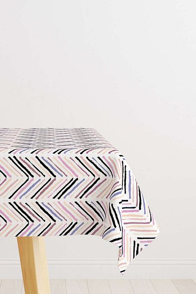 Cango Home Pink Black Striped Tablecloth Cgh195-ms