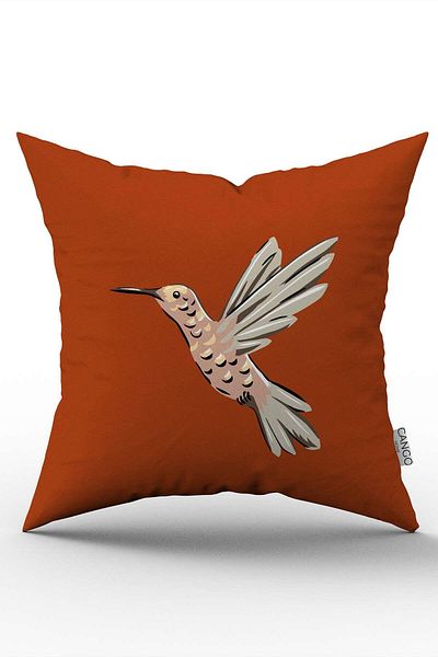 Cango Home Double Sided Orange Bird Patterned Digital Printed Throw Pillow Cover CGH1384-CT