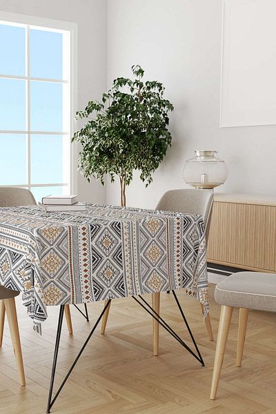 Cango Home Alb Negru Stil Etnic Boem Imprimat Digital Capac de birou Cgh499-ms