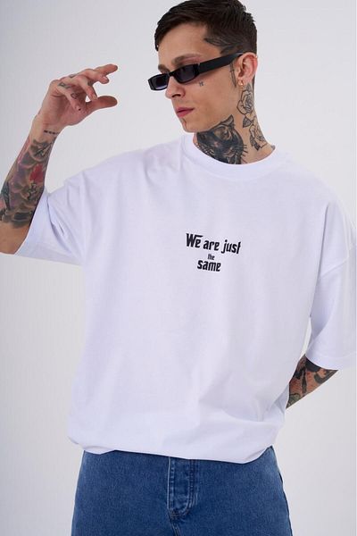 Machinist Ανδρικό The Quandary Printed Oversize Λευκό T-Shirt