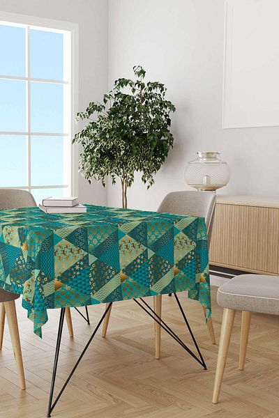 Cango Home Green Yellow Christmas Themed Digital Printed Tablecloth Cgh796-ms