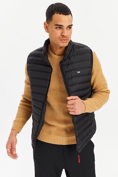 RİVERCLUP Black Puffer Vest - Men's, Windproof, Lined