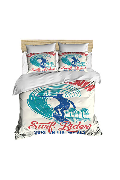 Fabeteks طقم وسادة غطاء لحاف مزدوج رقمي ثلاثي الأبعاد من California Surf Rider