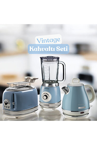 ARIETE Vintage 3'lü Kahvaltı Seti (SU ISITICI KETTLE SMOOTHİE CAM BLENDER EKMEK KIZARTMA MAKİNESİ)