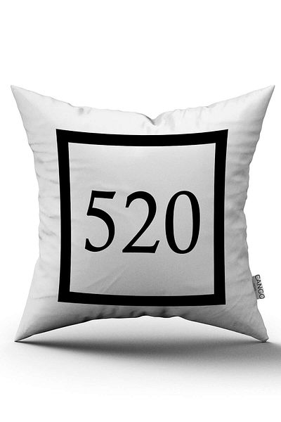 Cango Home White Black 520 Angel Count Patterned Digital Printed Throw Pillow Cover Cgh1268