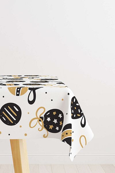 Cango Home Black Yellow Christmas Themed Digital Printed Tablecloth Cgh856-ms