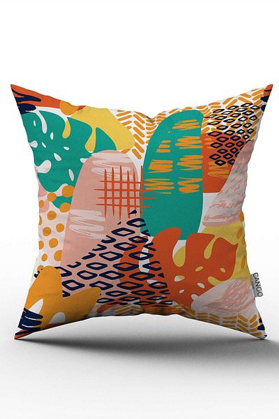 Cango Home Double Sided Orange Green Tropical Geometric Patterned Digital Printed Throw Pillow Cover Cgh1047-ct