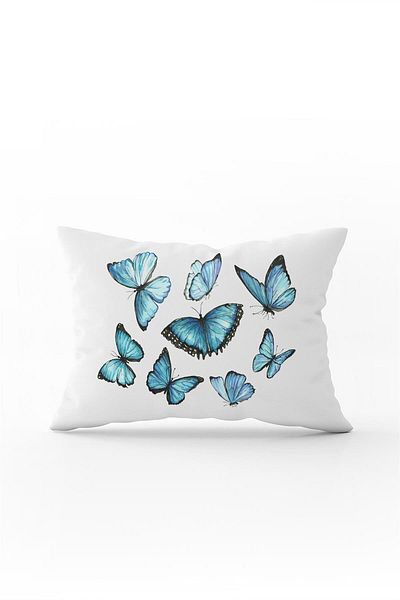Cango Home Față de pernă cu două fețe 35x50 cu model fluture albastru - Cgh001-3550