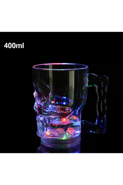 MİMOZA PARK 1 Adet Kuru Kafa Model Renk Değitiren Ledli  Bardak Sunum Bardağı...