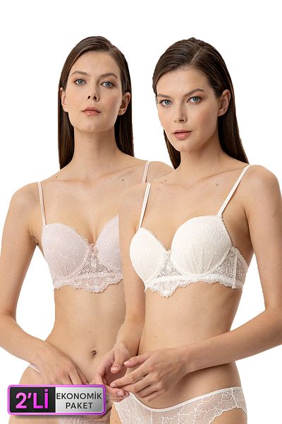 Pierre Cardin 2 Πακέτο Οικονομικό Σετ σουτιέν Push-Up 6809 Lace Underwire
