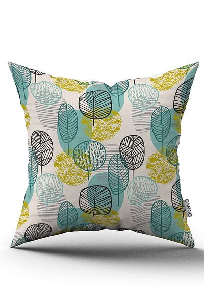 Cango Home Double Sided Green Yellow Decorative Leaf Pattern Digital Printed Throw Pillow Cover Cgh1201