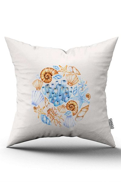 Cango Home Husă de pernă cu model marin albastru portocaliu imprimată digital Cgh1132