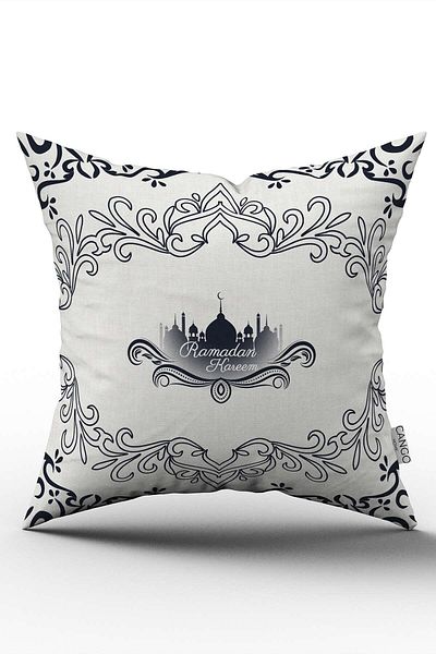 Cango Home Navy Blue Gray Ramadan Themed Decorative Patterned Digital Printed Throw Pillow Cover CGH1305-2