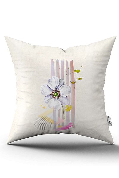 Cango Home Față de pernă cu două fețe, roz crem, decorativ modern, cu model de flori, imprimată digitală, Cgh1112